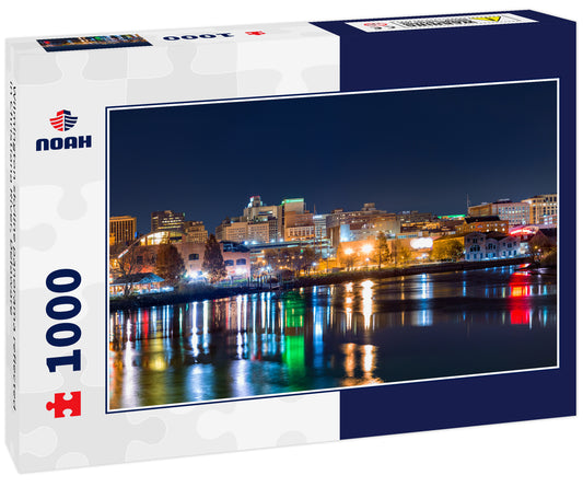 Wilmington skyline panorama reflected in Christiana River, Delaware