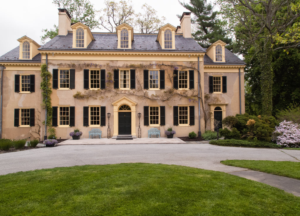 Ancient house and architecture details. Gilded age of american history. Hagley museum, Wilmington, Delaware