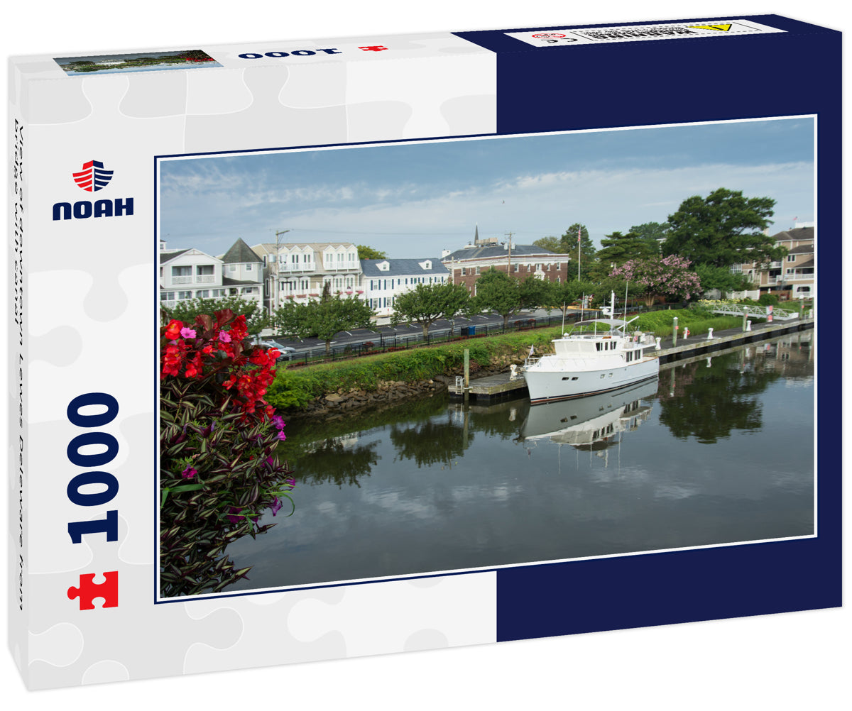 View of downtown Lewes Deleware from bridge with canal