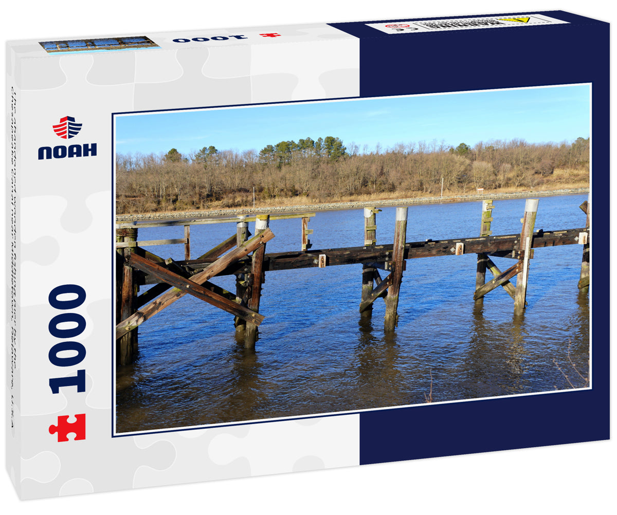 The abandoned wooden fishing pier by the Chesapeake Canal near Middletown, Delaware, U.S.A