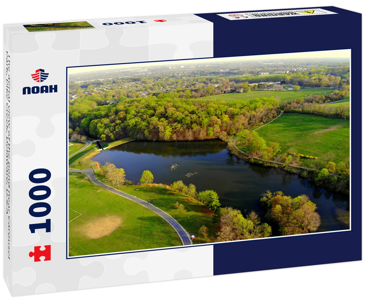 The aerial view of the pond near Carousel Park, Pike Creek, Delaware, U.S.A