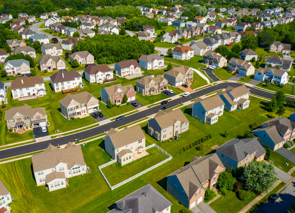 Aerial photo residential upscale homes in Brookside Delaware USA