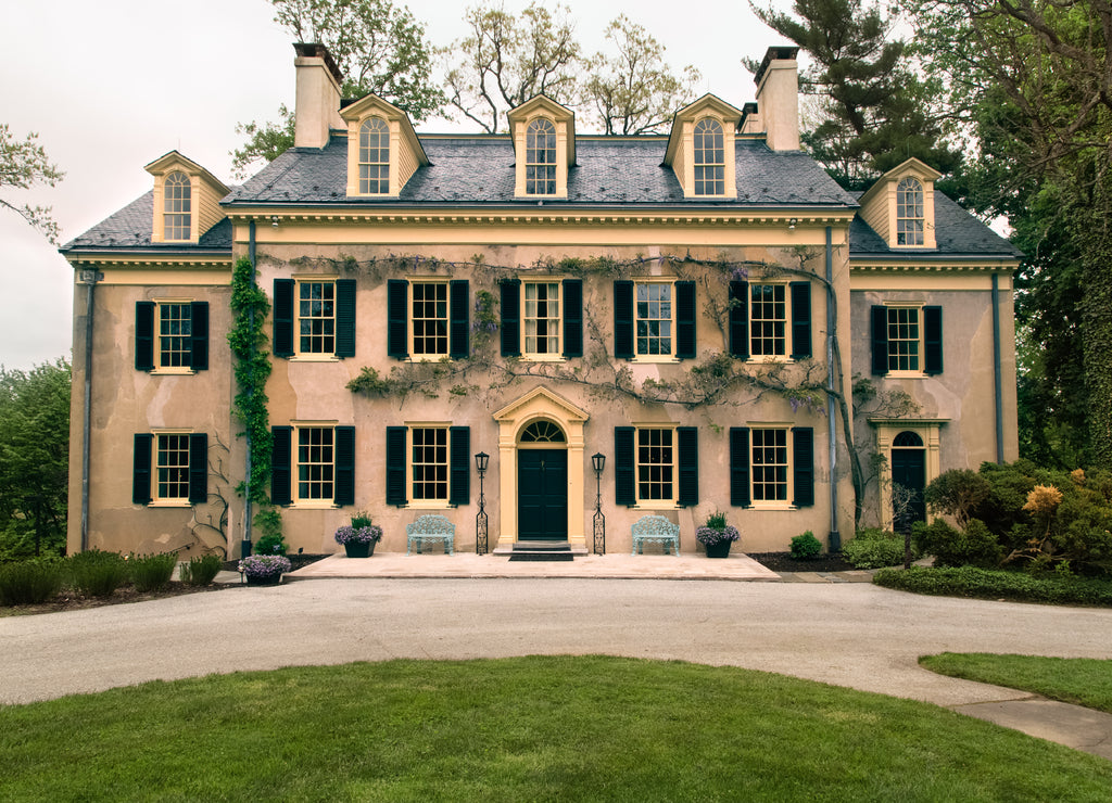 Ancient house and architecture details. Gilded age of american history. Hagley museum, Wilmington,Delaware