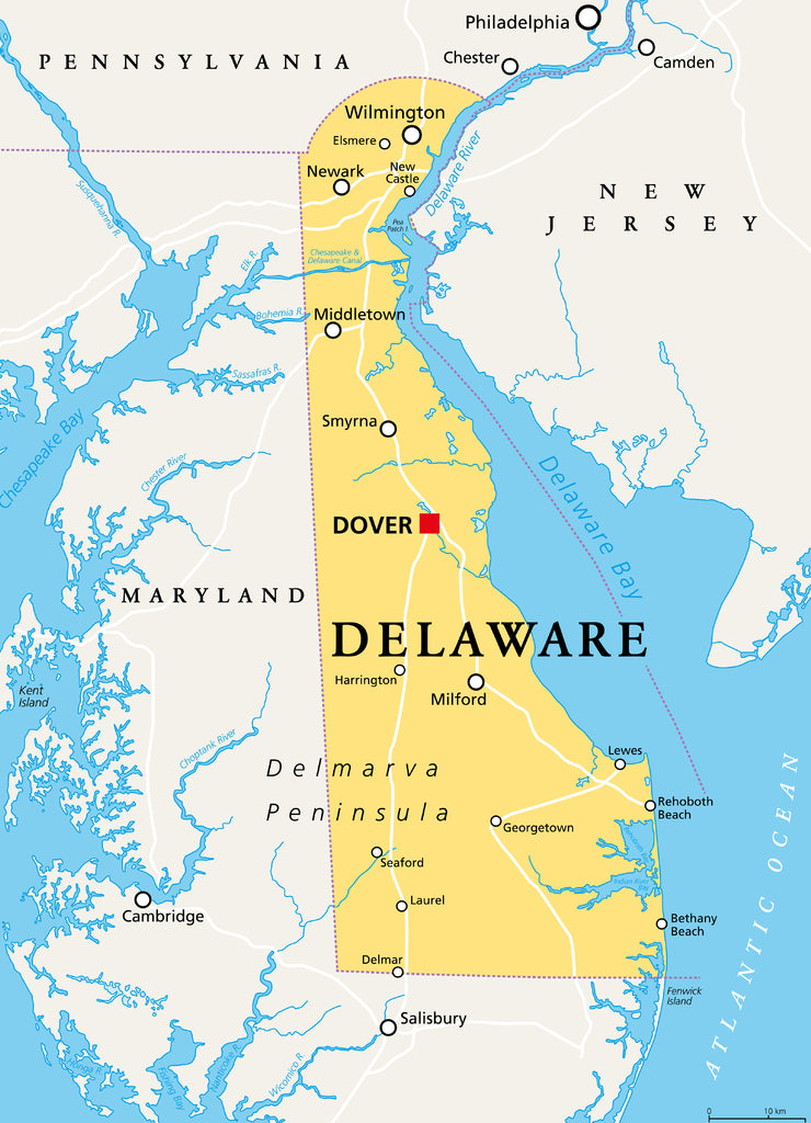 Delaware, DE, political map