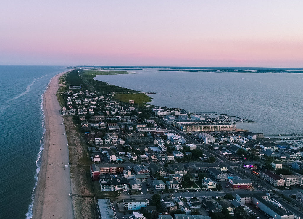 An aerial view of Dewey Beach in Delaware, a popular summertime tourist destination