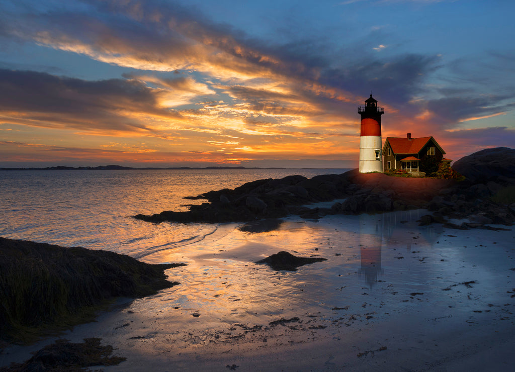 Lighthouse at sunset, Massachusetts
