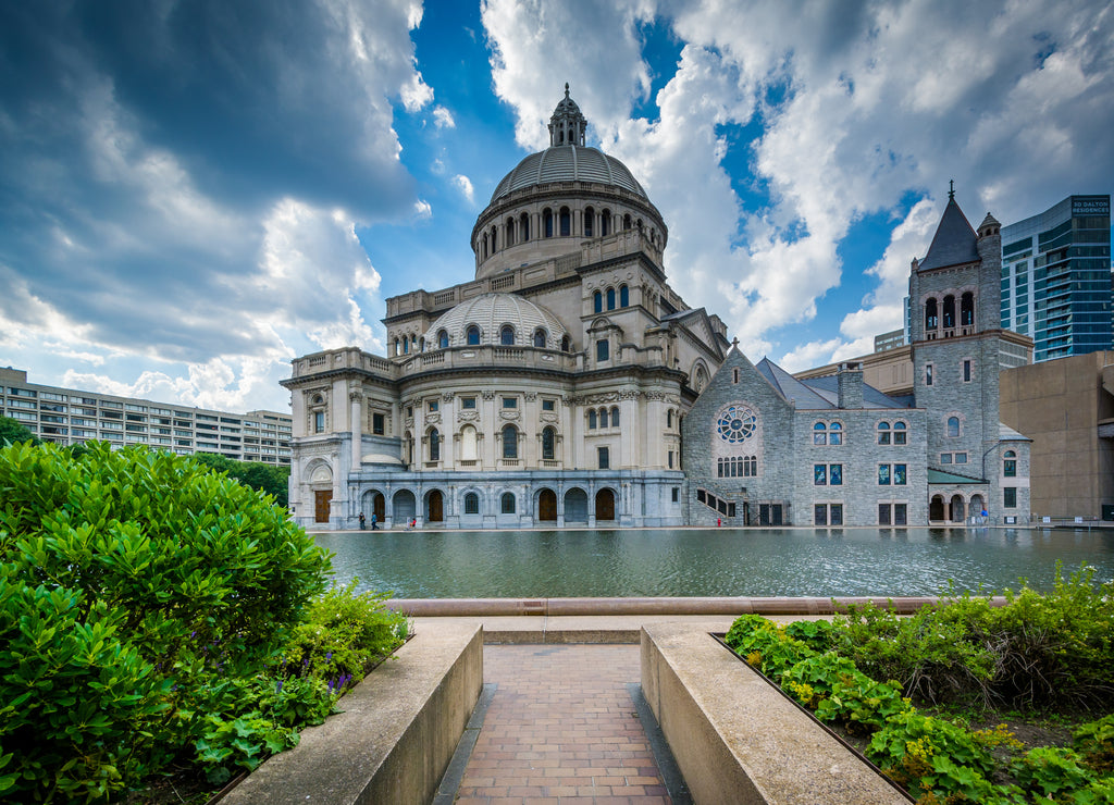 Gardens and the First Church of Christ, Scientist, in Boston, Massachusetts