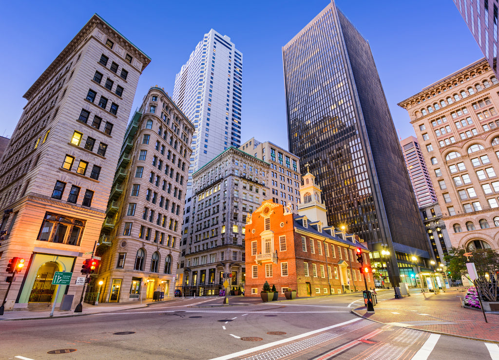 Boston Massachusetts, Old State House and cityscape