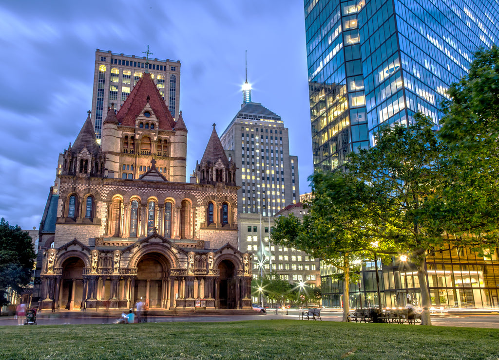 Massachusetts, Trinity Church in Boston at Night