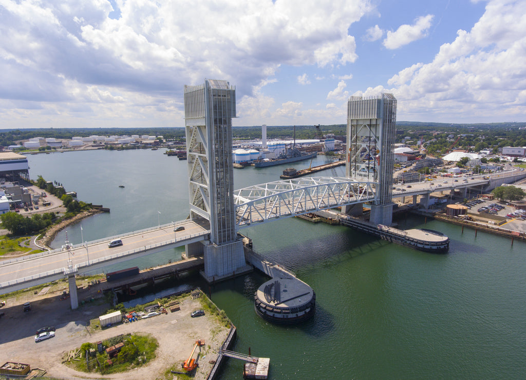 Weymouth Fore River and Fore River Bridge in Quincy, Massachusetts