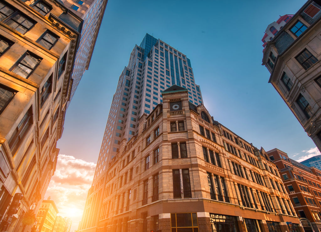 Massachusetts, Scenic Boston downtown financial district and city skyline