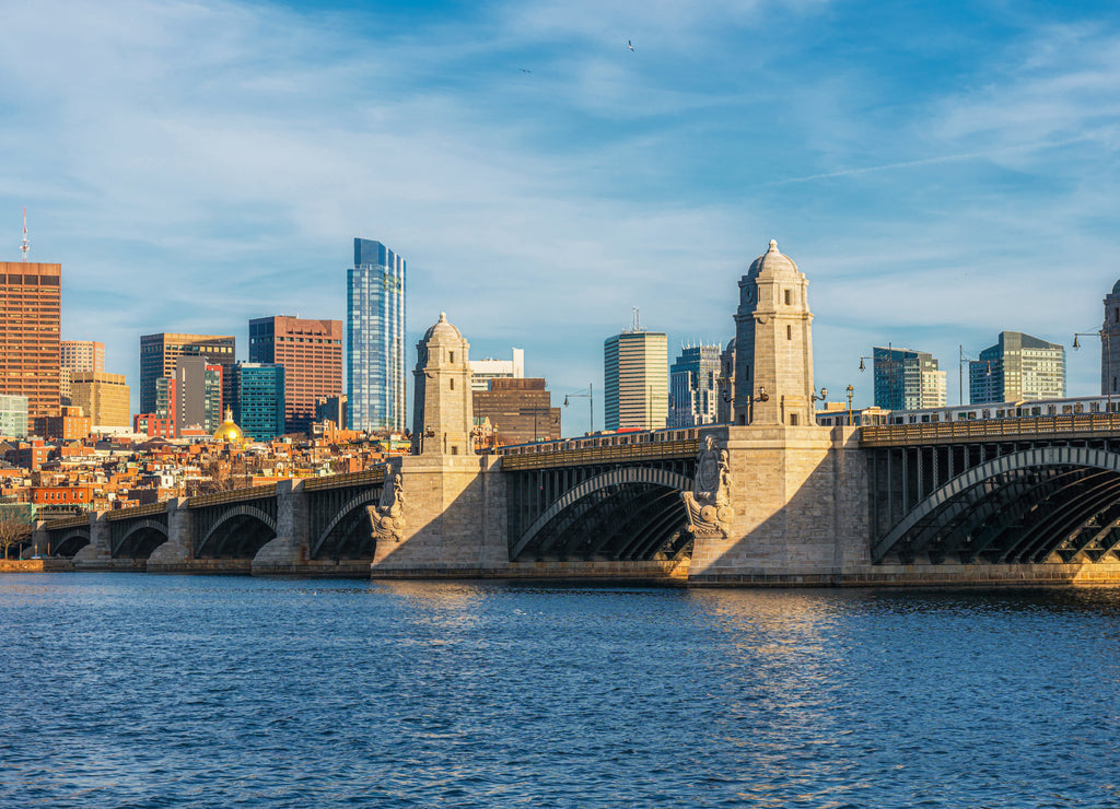 Longfellow Bridge over the charles river connecting Boston's Beacon Hill neighborhood with the Kendall Square area of Cambridge, Massachusetts