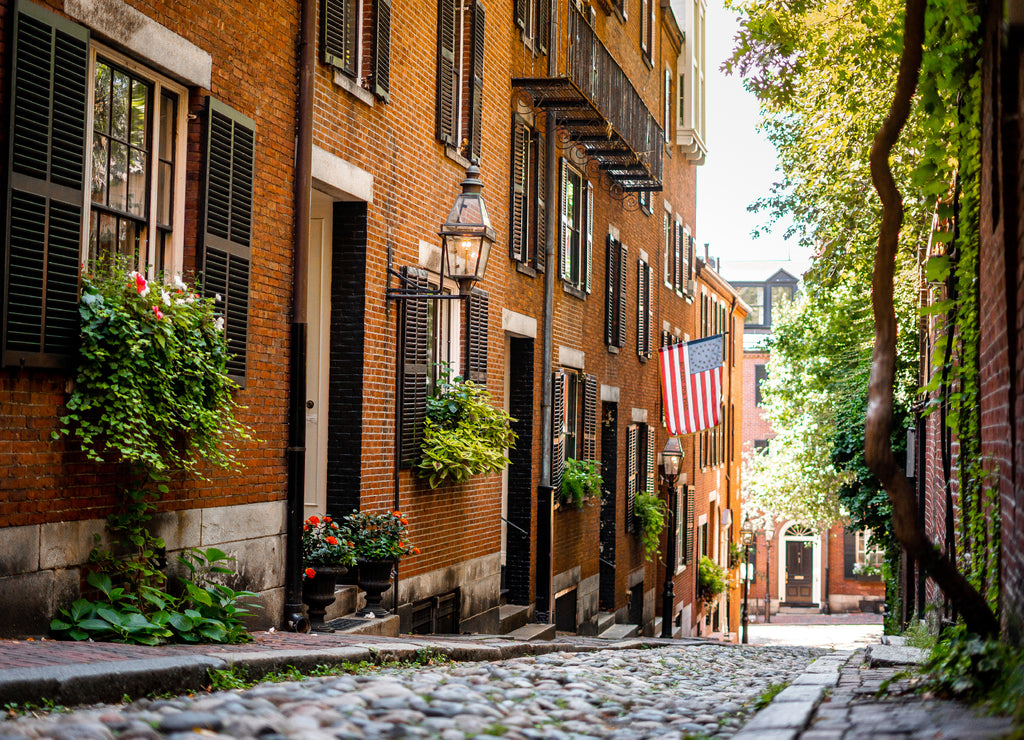 Acorn street around Beacon hill , one of the beautiful street in Boston , Massachusetts