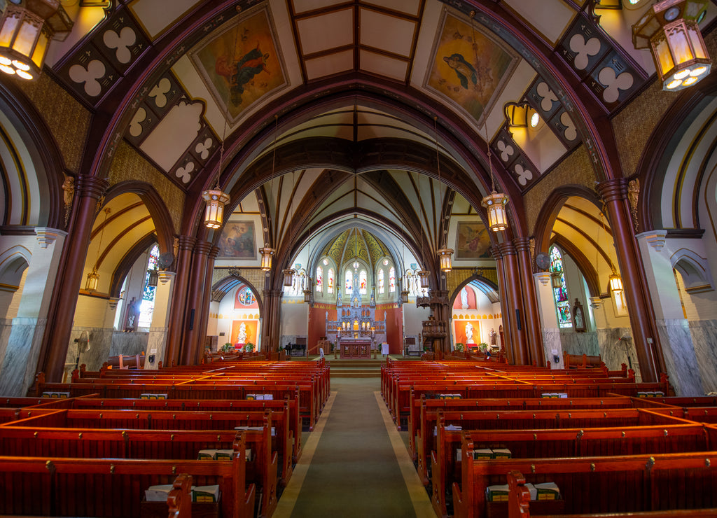 Altar inside Saint Mary of the Assumption Parish Church, town of Brookline, Massachusetts