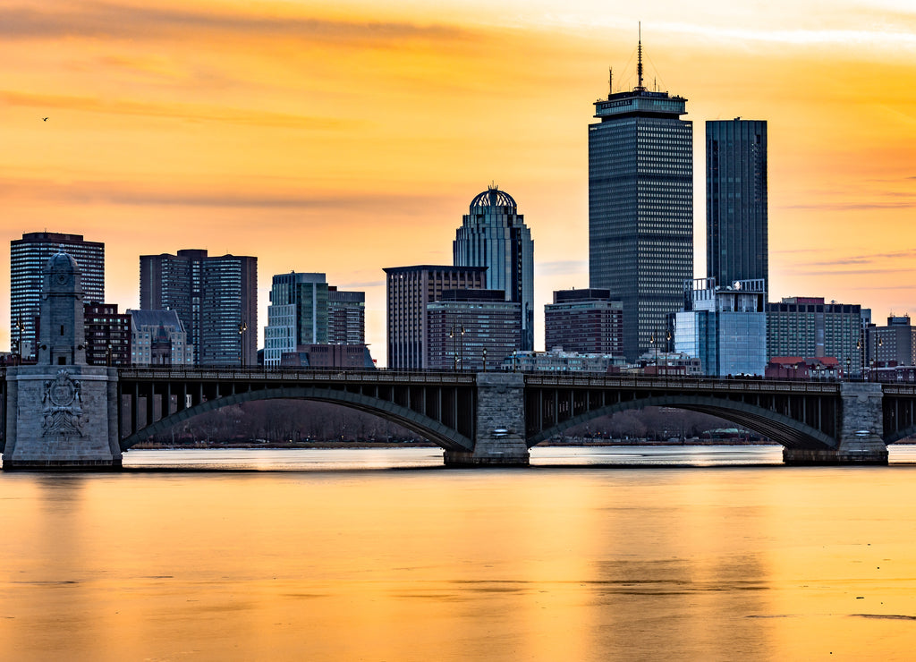  Longfellow Bridge,Boston in the morning, Cambridge, Massachusetts