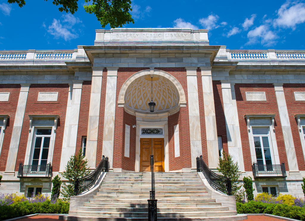 Beverly Public Library, Essex Street in historic city center of Beverly, Massachusetts