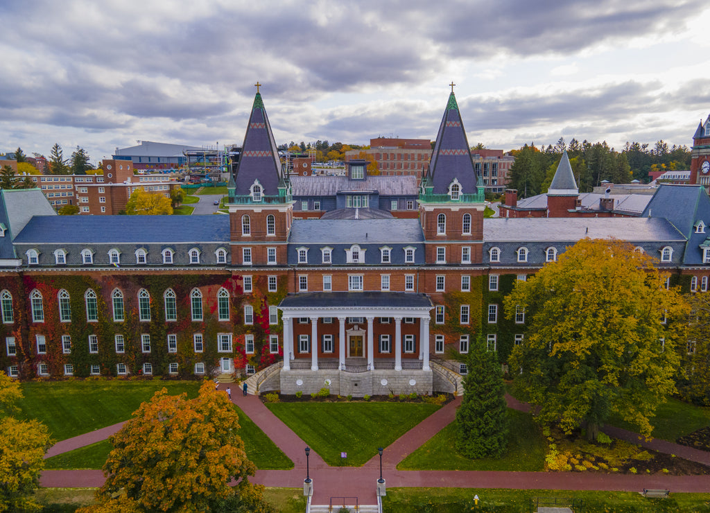 Fenwick Hall aerial view in College of the Holy Cross, Worcester Massachusetts