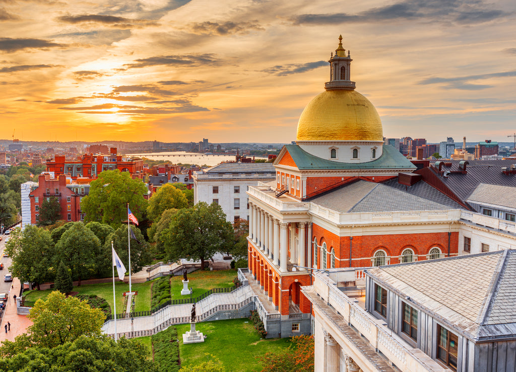 Boston, Massachusetts, USA cityscape with the State House