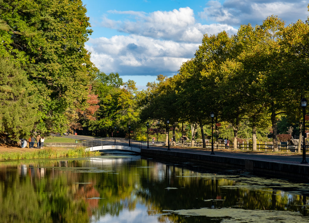 Beautiful nature view with a clear lake in Forest Park Springfield, Massachusetts