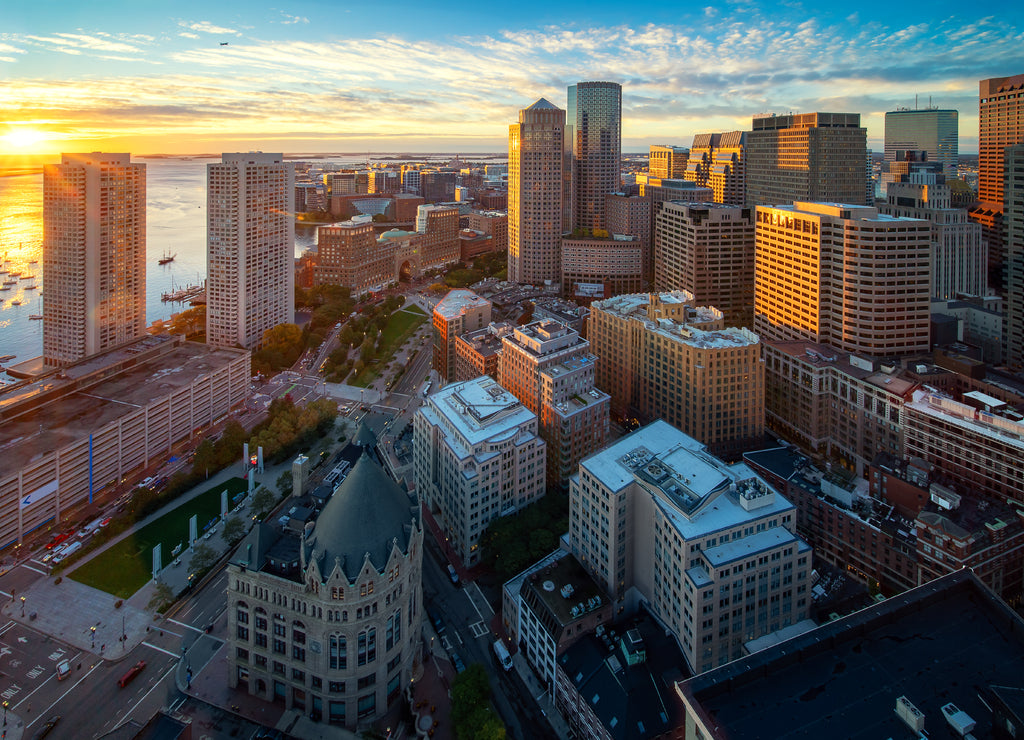 Boston city view from the roof top of Hotel