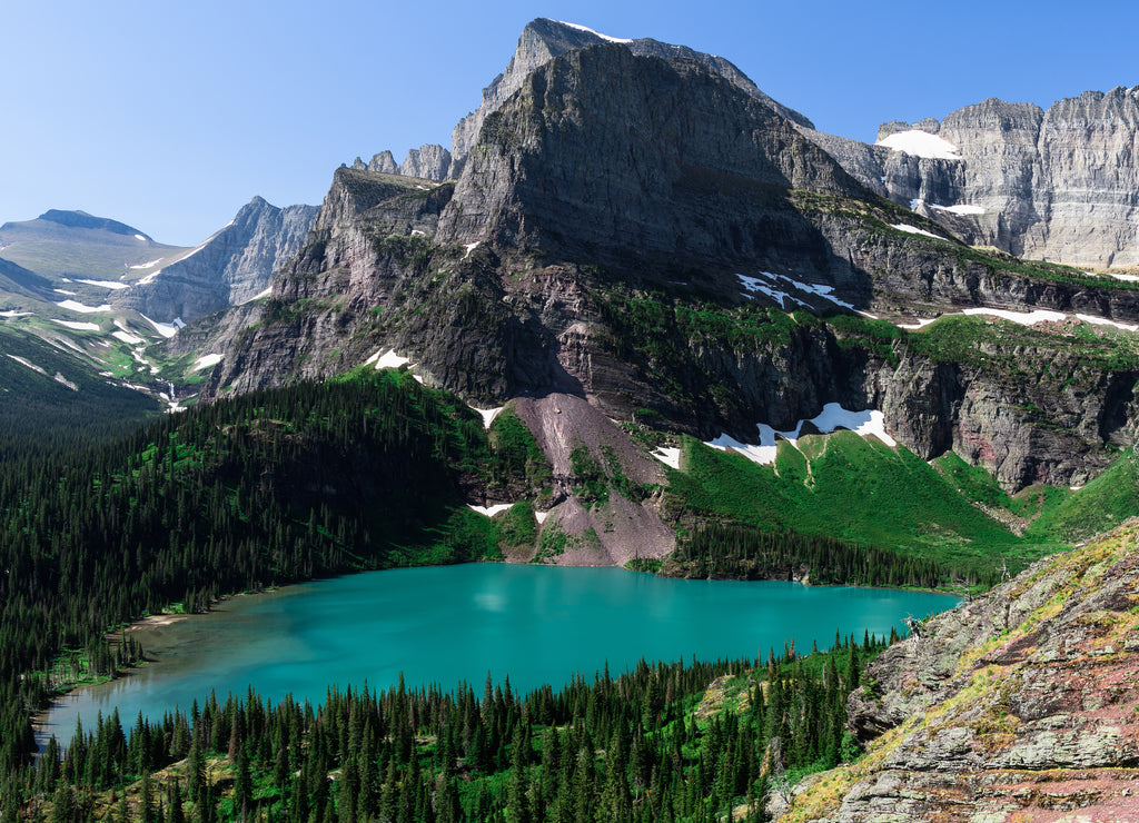 Angel Wing Mountain on a beautiful day in Glacier National Park, Montana