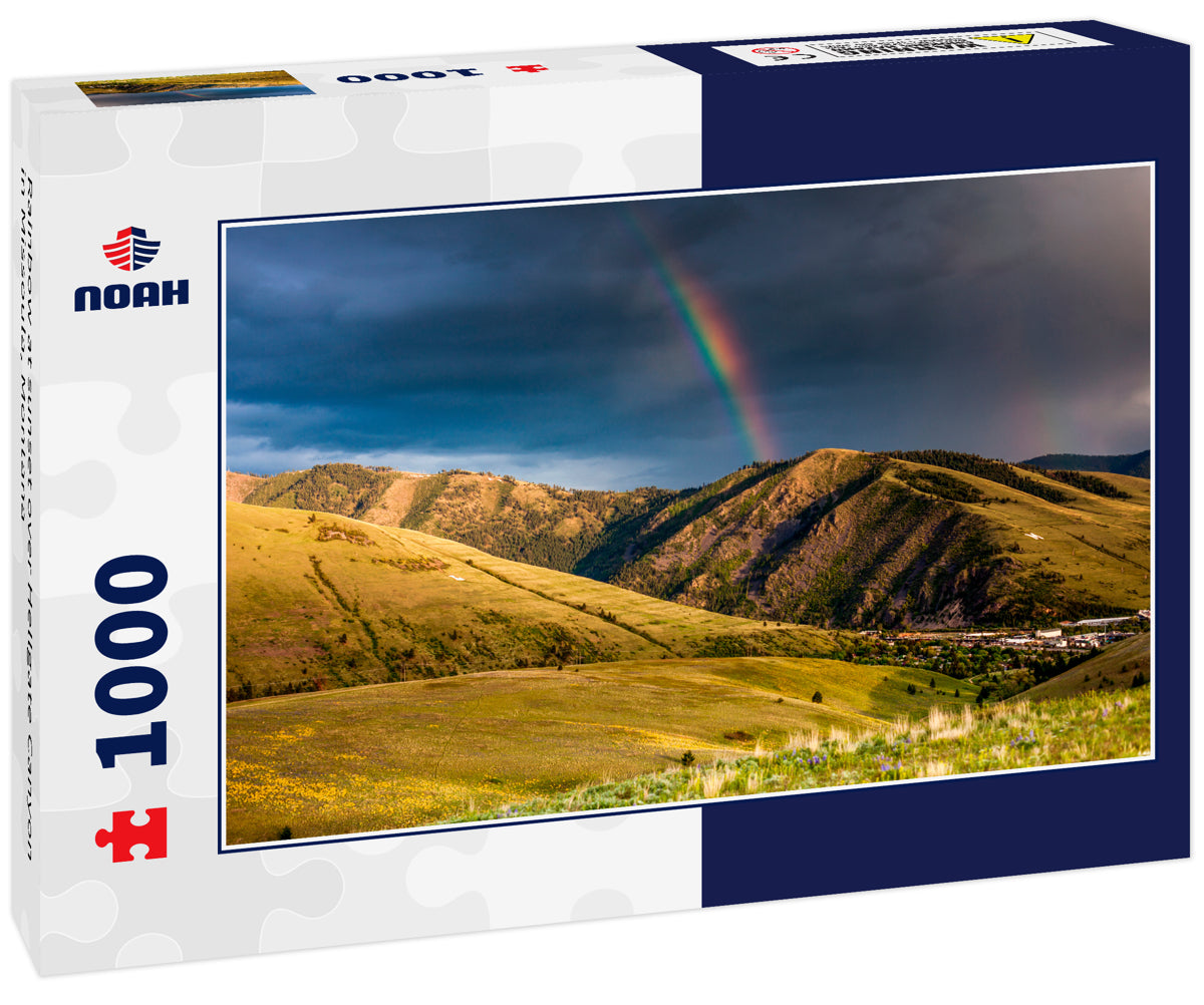 Rainbow at sunset over Hellgate Canyon in Missoula, Montana