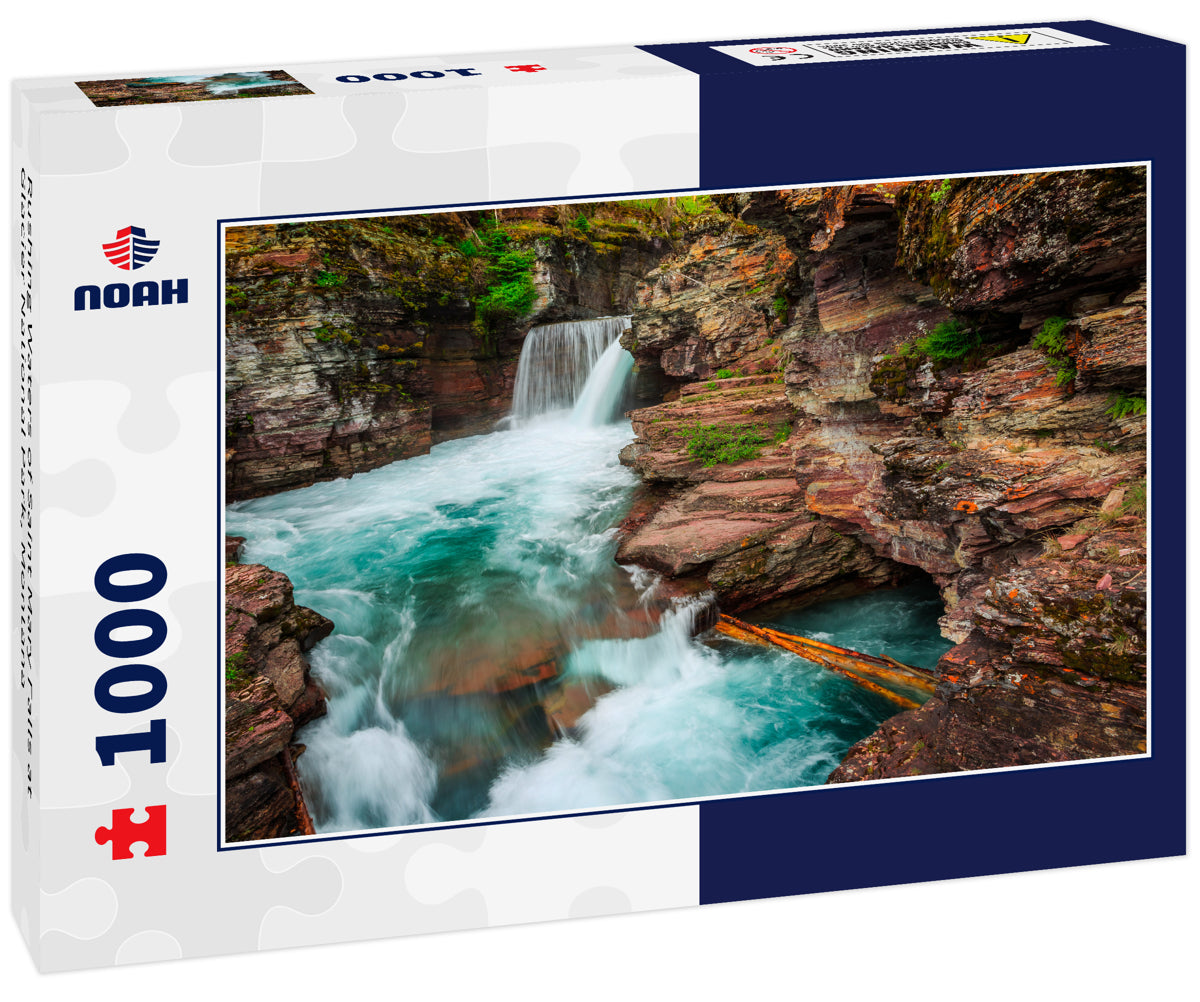 Rushing Waters of Saint Mary Falls at Glacier National Park, Montana