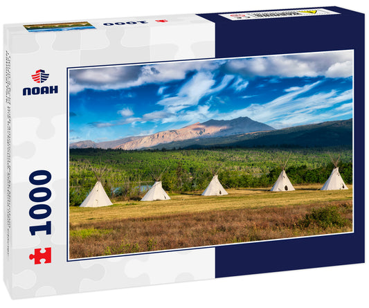 Tipi in a field with American Rocky Mountain Landscape in the background, Montana near Glacier National Park