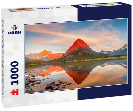 Sunset over Swiftcurrent Lake and Mount Grinnell, Montana's Glacier National Park