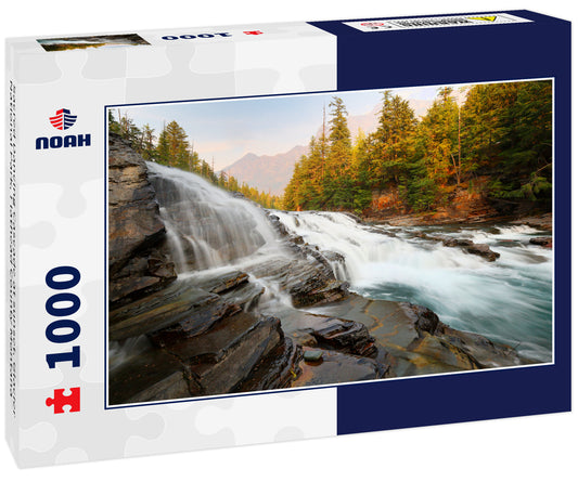 Sacred Dancing Cascade at sunset, Glacier National Park, Flathead County Montana