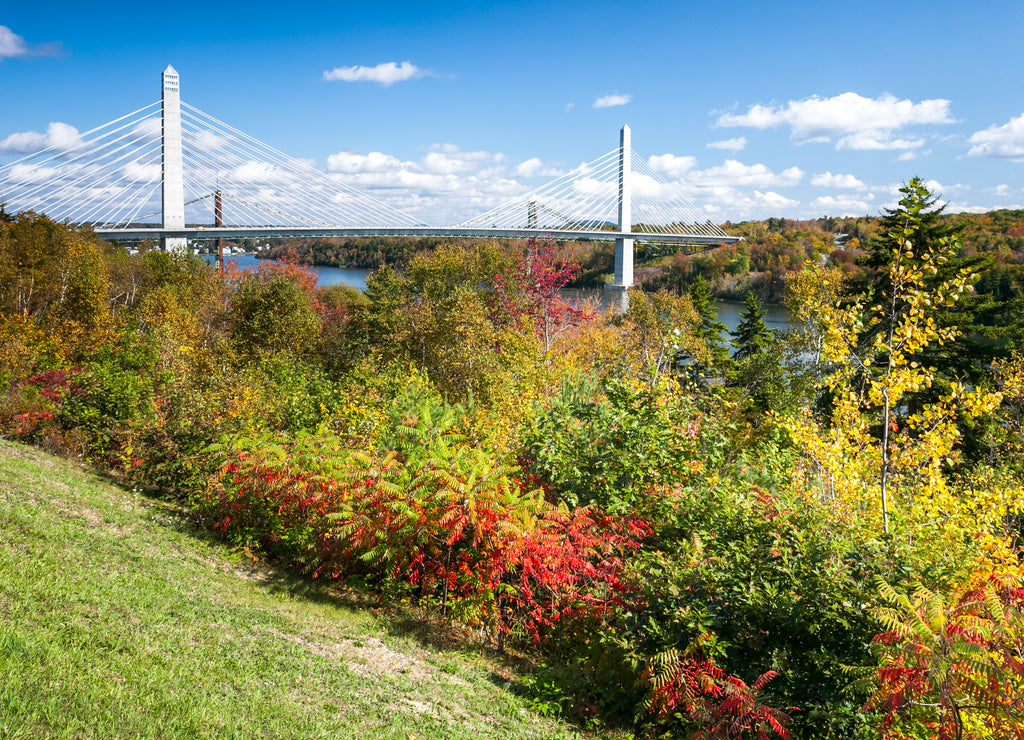 Prospect-Verona Bridge spanning the Penobscot River, Maine, USA