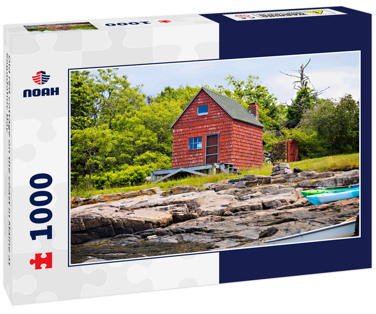Old red cottage on the coast in Maine at Sagadahoc Bay