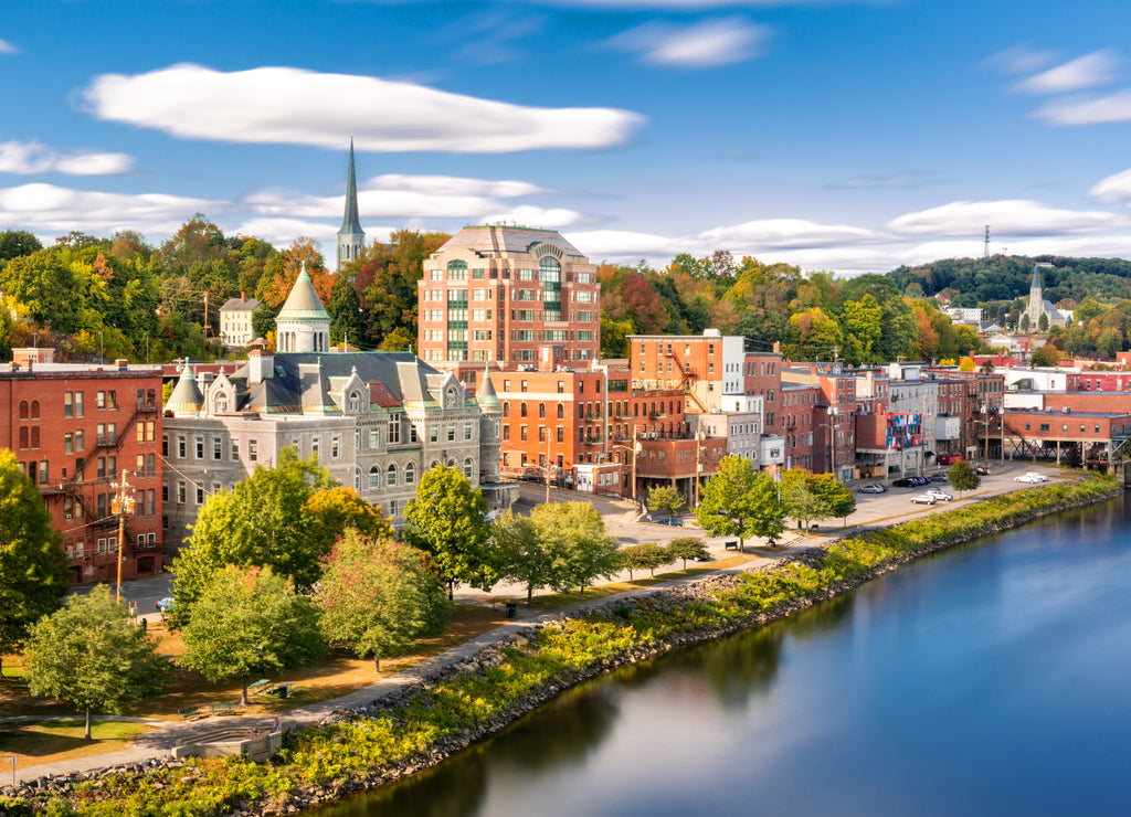 Augusta skyline on a sunny afternoon, Maine