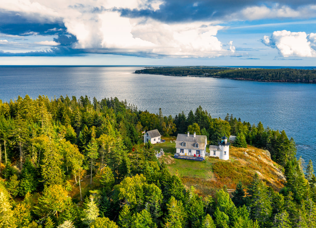 Aerial view of Bear Island Lighthouse, Maine