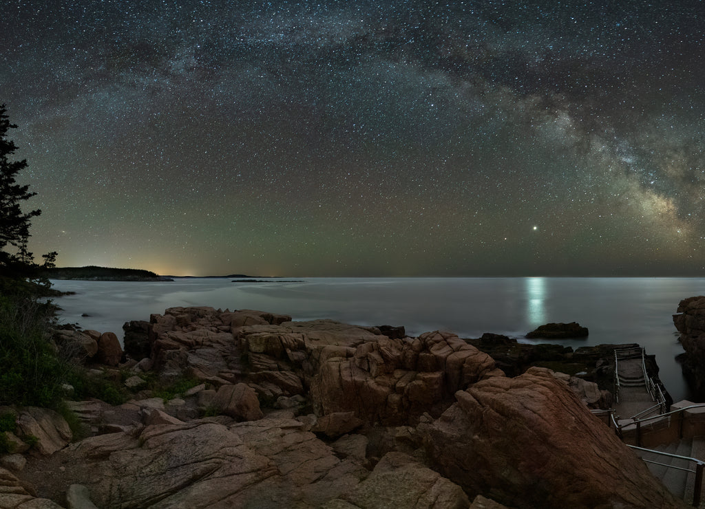 The milky way over thunder hole in Acadia National Park, Maine