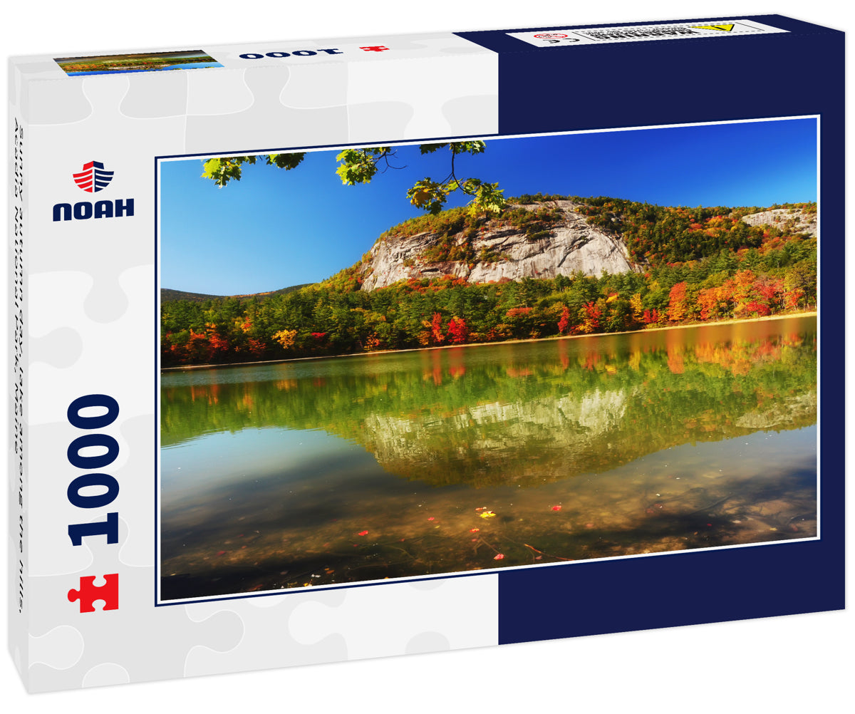 Sunny autumn day, lake among the hills, Acadia National Park, Maine