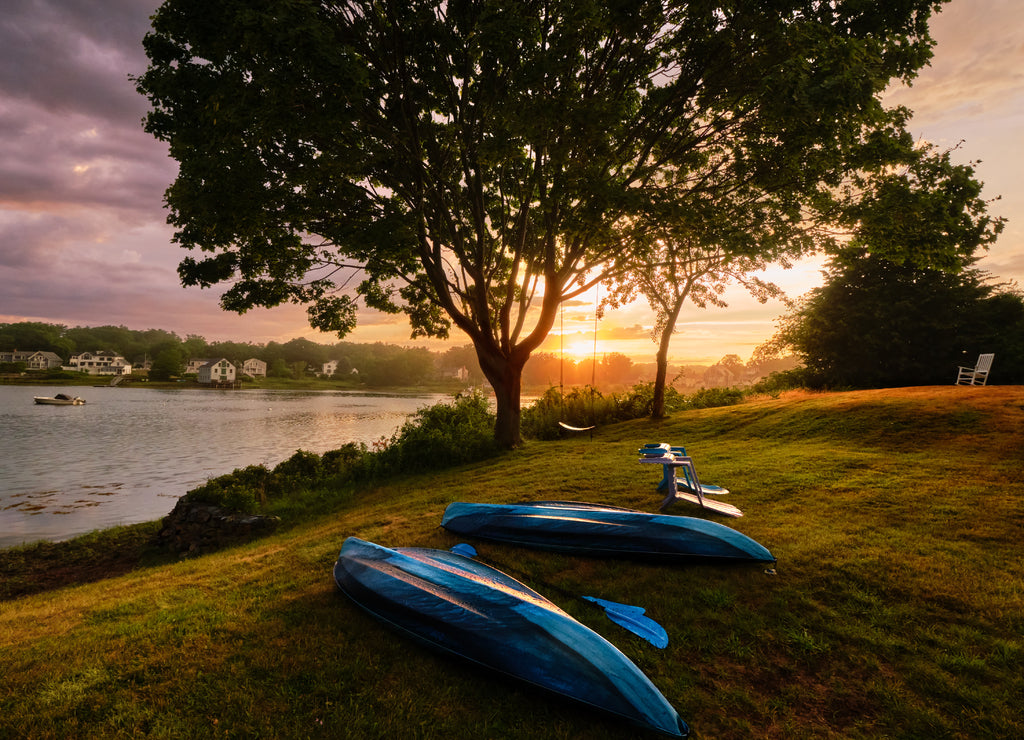 Calm sunset after afternoon thunderstorms, Maine