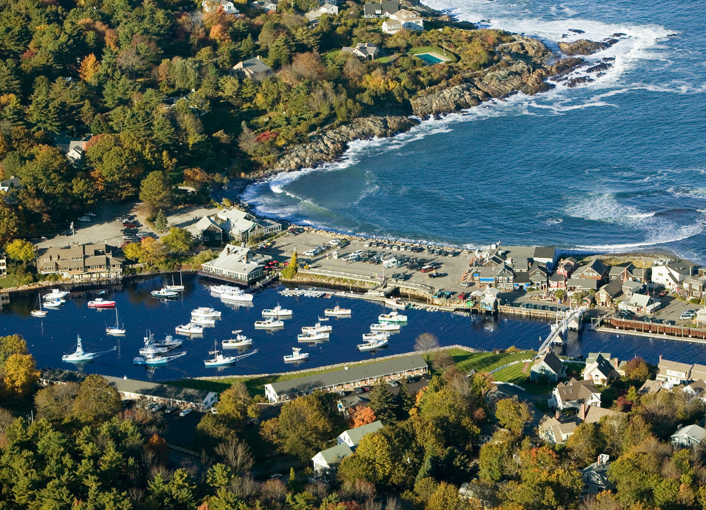 Aerial view of Perkins Cove near Portland, Maine