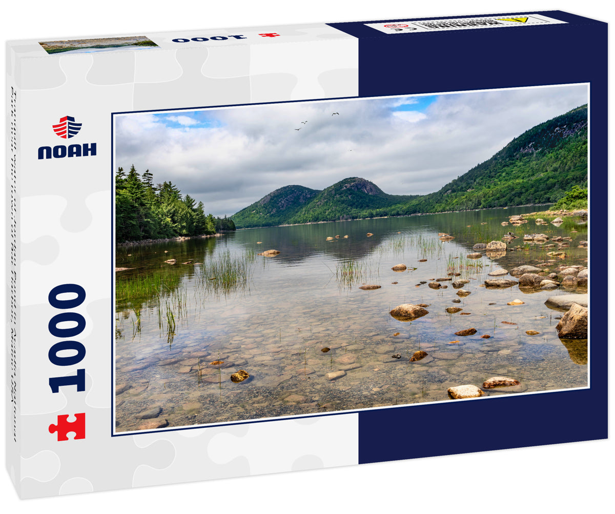 Tranquil water of Jordan Pond in Acadia National Park near the town of Bar Harbor, Maine USA