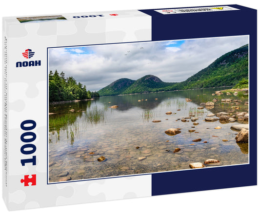 Tranquil water of Jordan Pond in Acadia National Park near the town of Bar Harbor, Maine USA