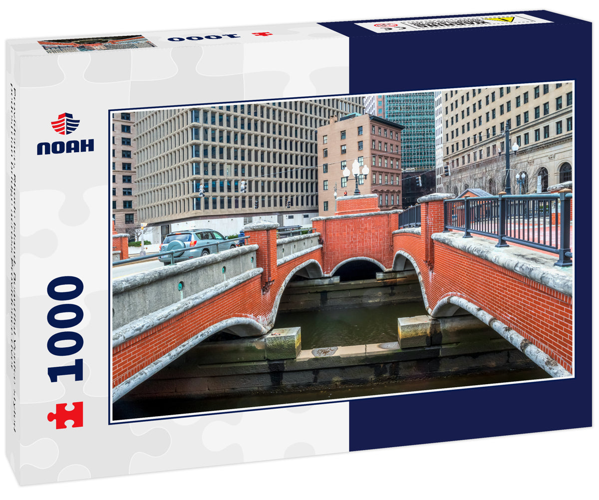 Providence, Rhode Island. Beautiful Venice-styled pedestrian bridge across Providence river