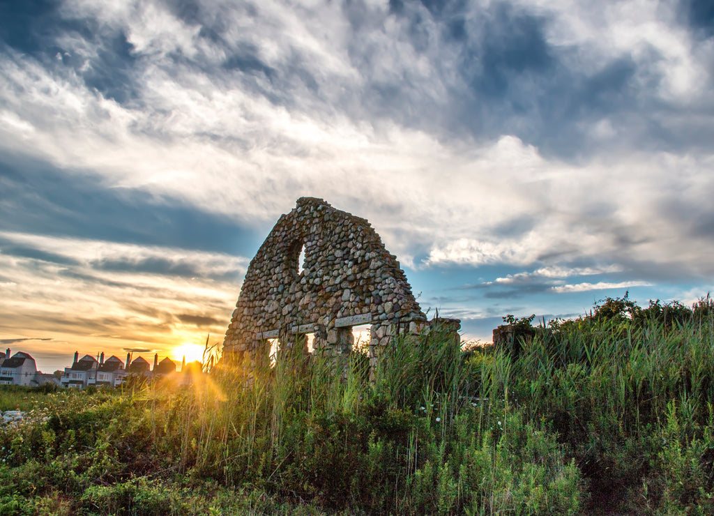 Black point ruins at Scarborough beach in Narragansett, Rhode Island