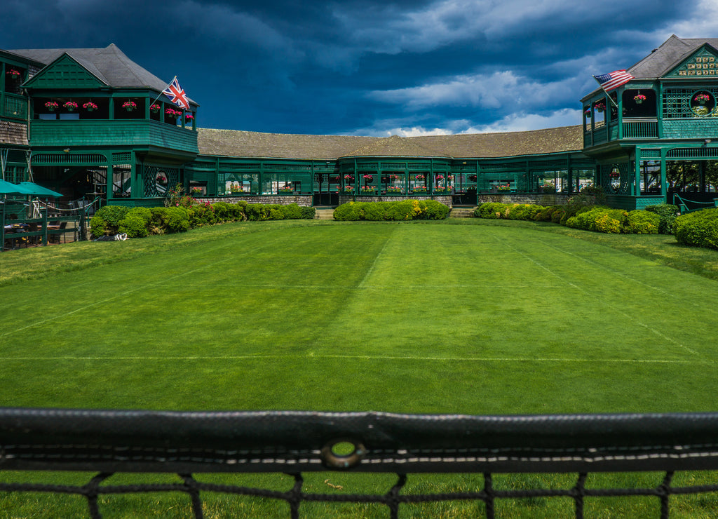 Grass tennis court in the International Tennis Hall of Fame in Newport, Rhode Island