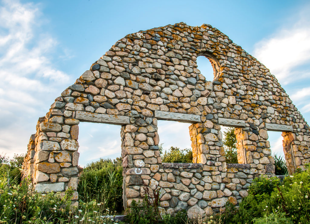 Black point ruins at Scarborough beach in Narragansett, Rhode Island