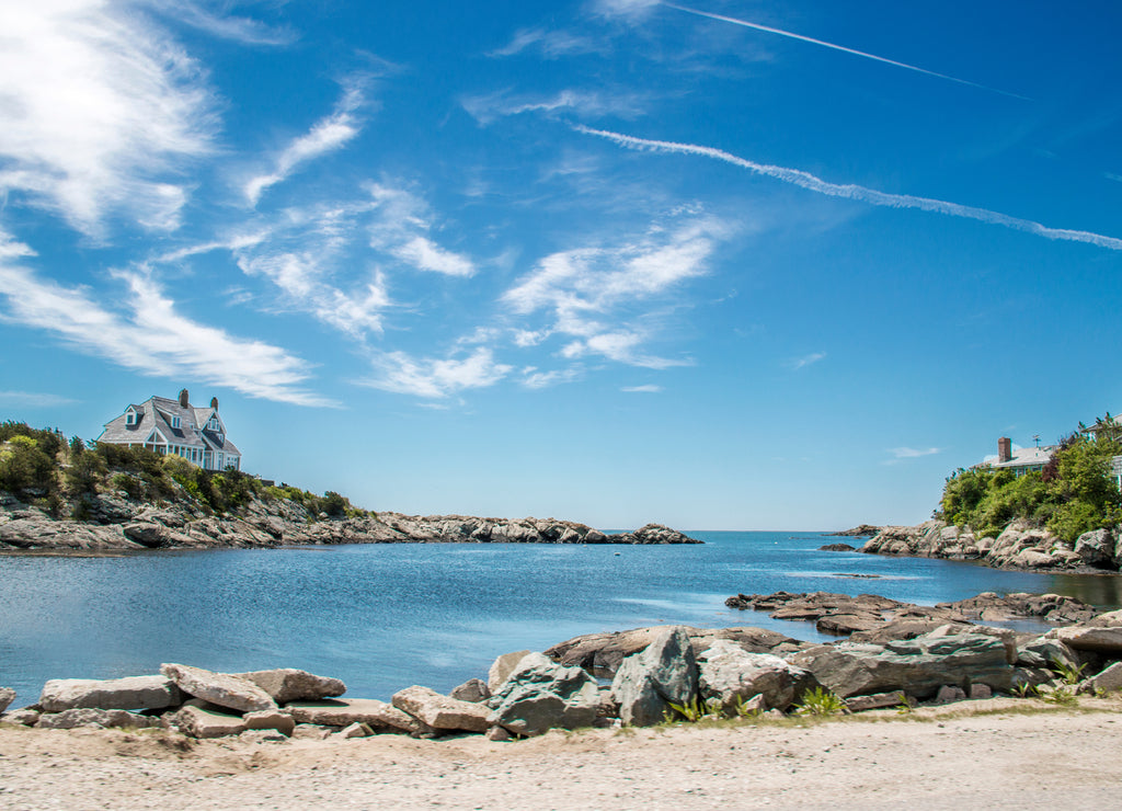 blue sky over an ocean inlet in Newport Rhode Island