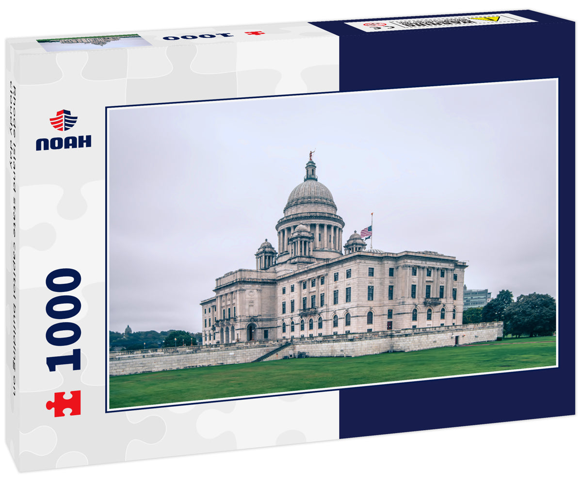 Rhode Island state capitol building on cloudy day