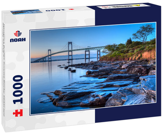 Newport Bridge Sunrise Rocky Seascape Rhode Island