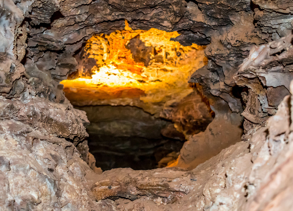 A Boxwork geological formation of rocks in Wind Cave National Park, South Dakota