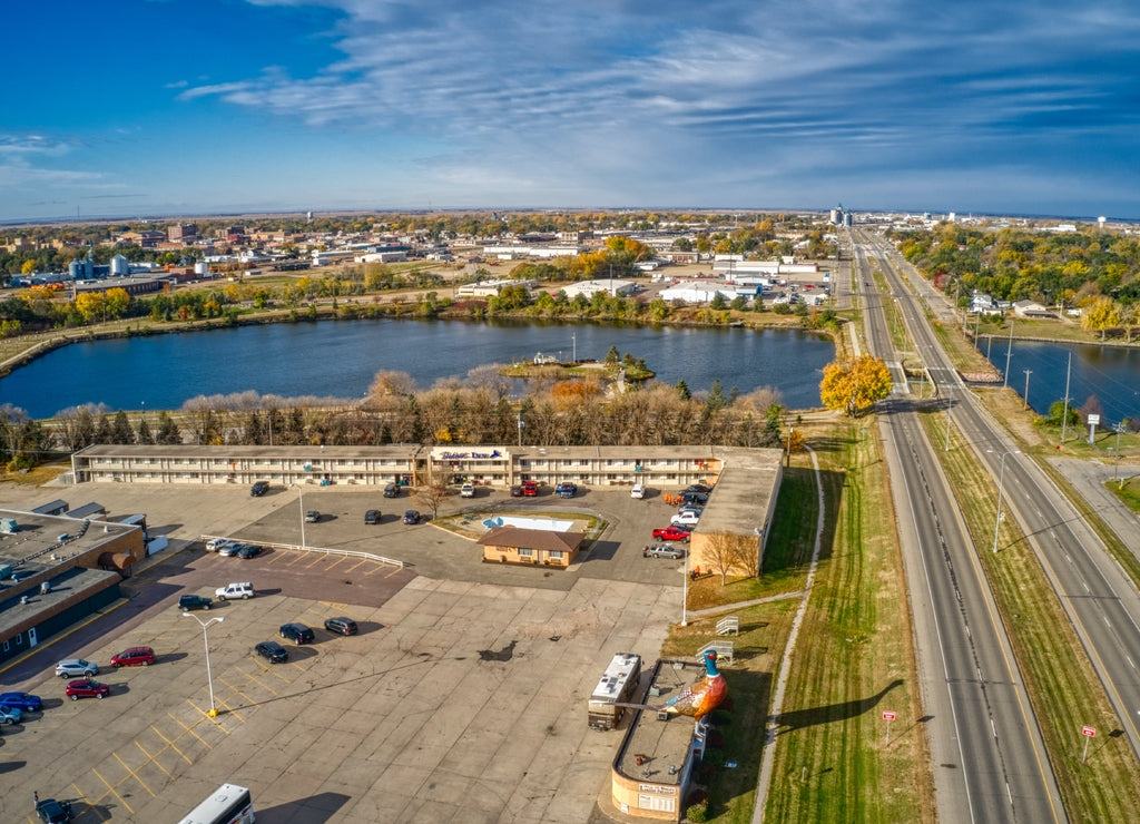 Aerial View of Autumn Colors in Huron, South Dakota