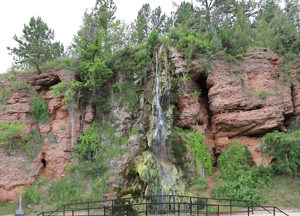 Waterfall in city of Hot sprints in South Dakota